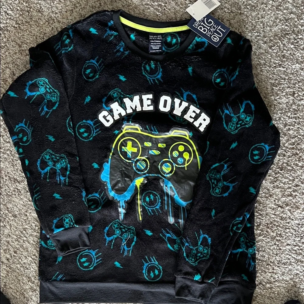 Big Chill Black Sweatshirt with Teal and Neon Yellow Controller Graphic - Picture 2 of 5